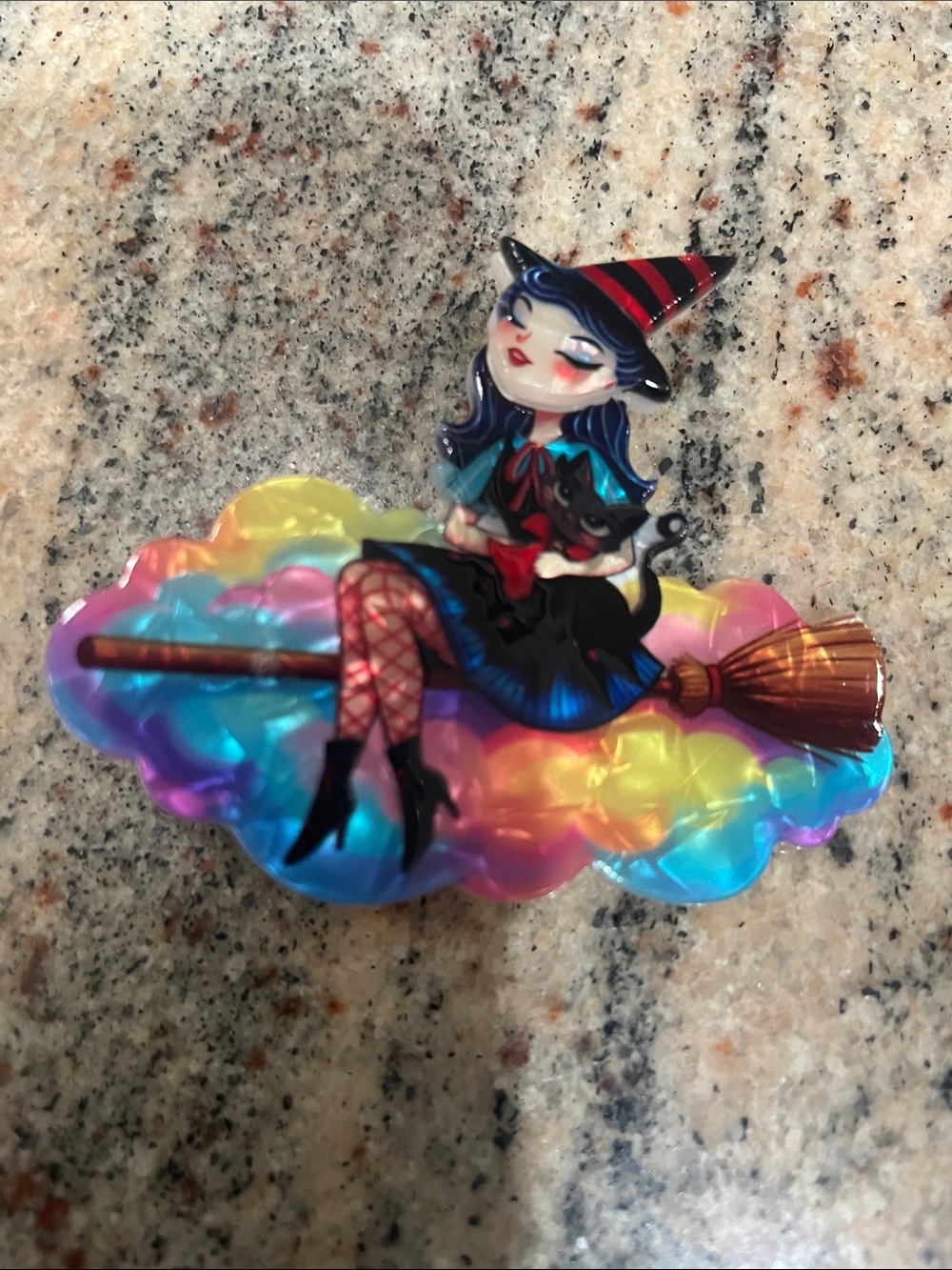 Rainbow Cloud Witch Pin - Cute Witch Accessory Brooch/Pin